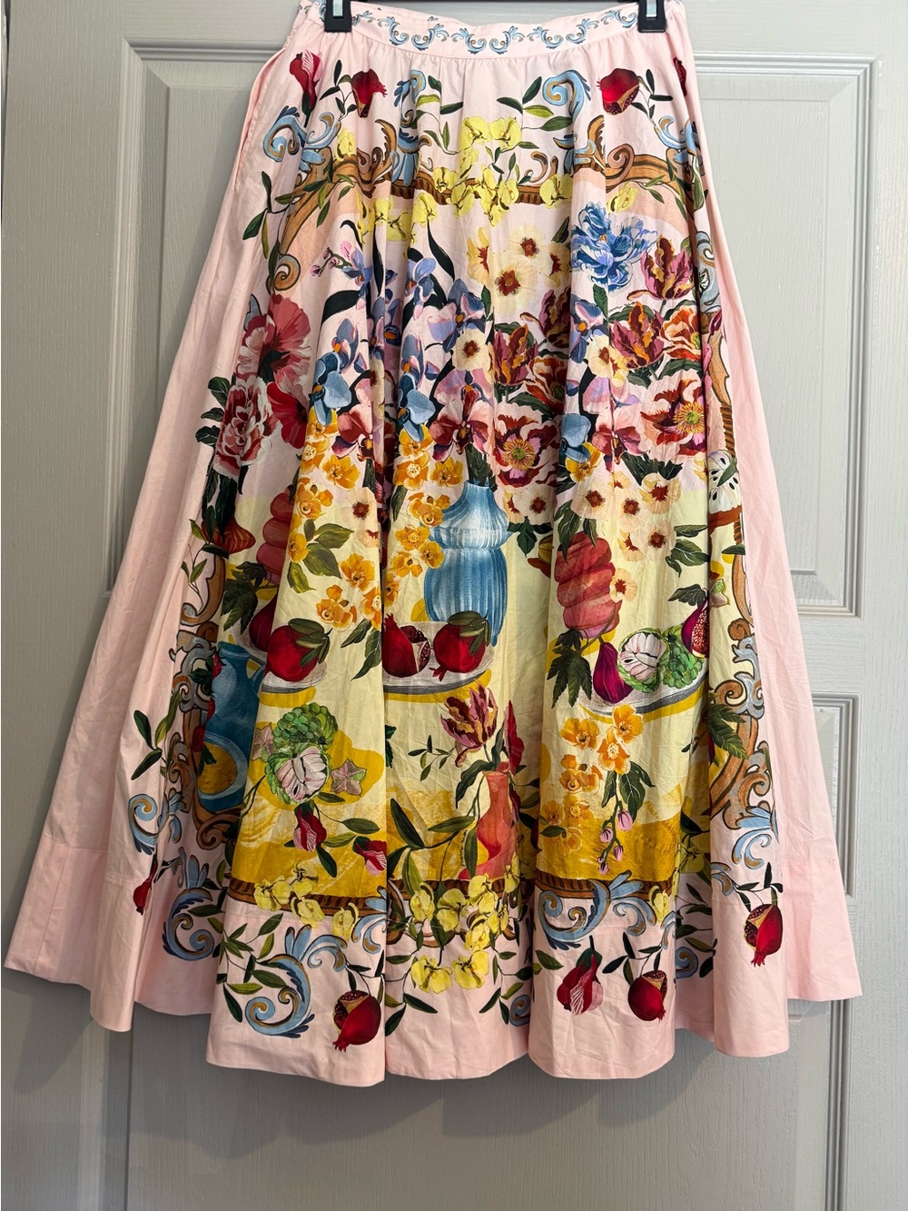 FARM Rio Pink Garden Terrace Organic Cotton Midi Skirt - Picture 14 of 16